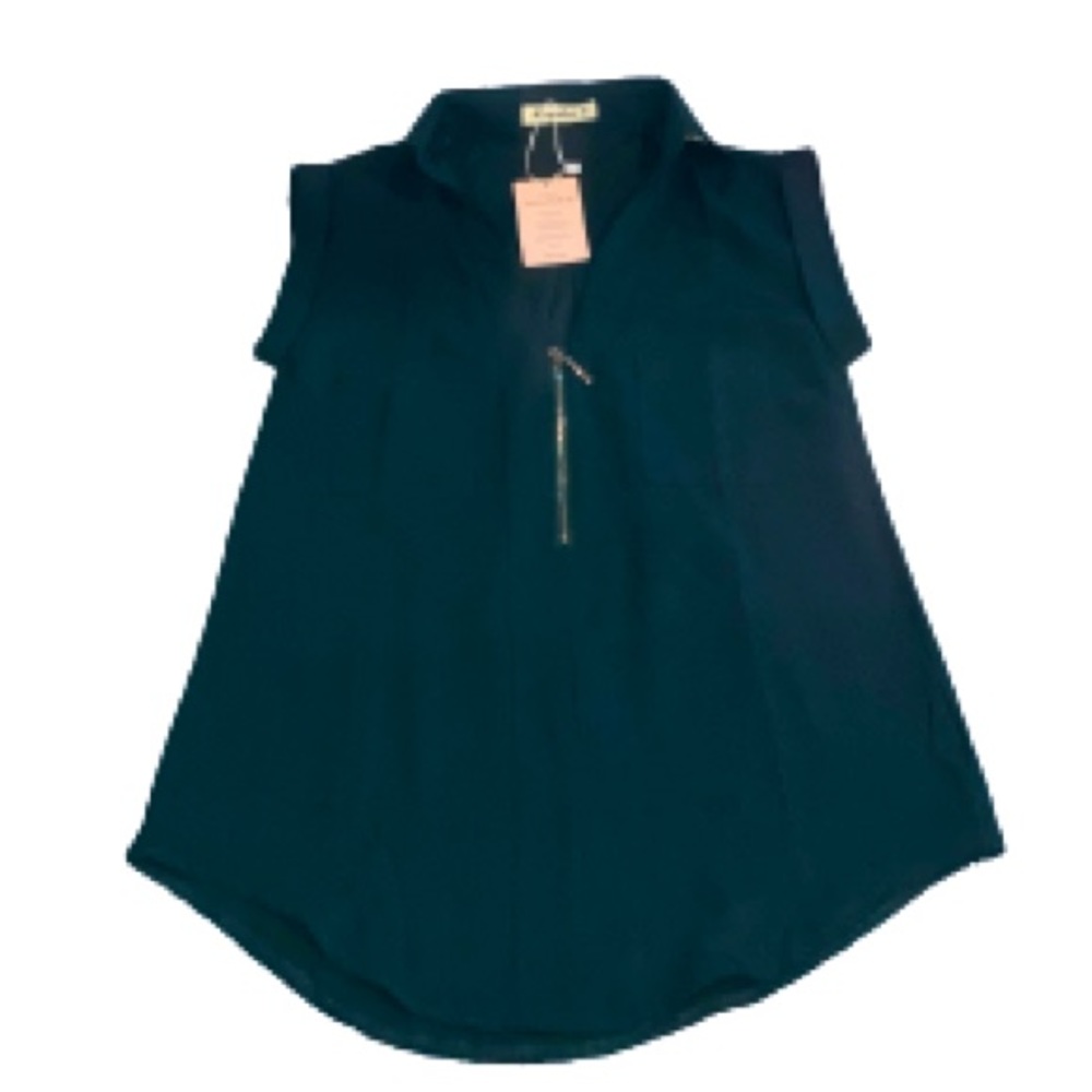 Moyabo sleeveless v neck green blouse size small